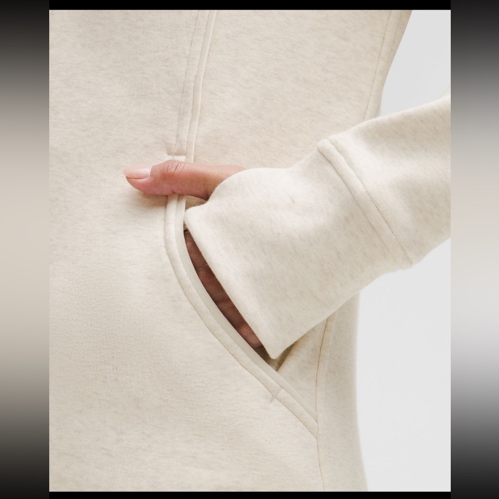 Lululemon Scuba full zip hoodie plush. Heathered Bone with gold zipper. Size 4. - Picture 9 of 16